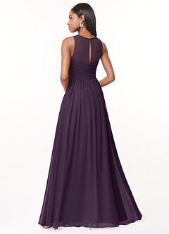 Azazie Nina Bridesmaid Dresses Plum A-Line Pleated Chiffon Dress image2