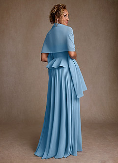 Azazie Josabeth Mother of the Bride Dresses Steel Blue A-Line Pleated Chiffon Dress image3