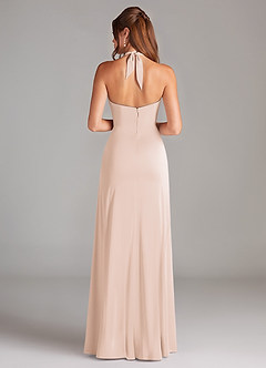 Azazie Elliana Bridesmaid Dresses Blushing Pink A-Line Side Slit Stretch Satin Dress image6