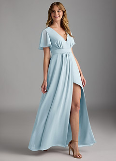 Azazie Zaniah Abiti da Damigella Abito A-Line in Chiffon Azzurro image3
