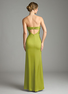 Azazie Leonis Bridesmaid Dresses Lemongrass Mermaid Pleated Stretch Satin Convertible Dress image2