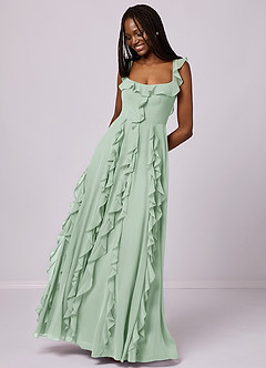 Barbie ♥ Azazie Bridesmaid Dresses Agave A-Line with Pockets Chiffon Dress image5