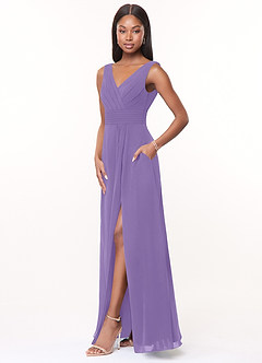 Azazie Karina Bridesmaid Dresses Tahiti A-Line Pleated Chiffon Dress image3