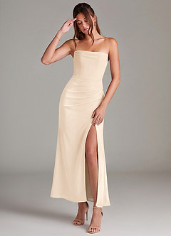 Azazie Leonis Bridesmaid Dresses White Alabaster Mermaid Strapless Chiffon Convertible Dress image1