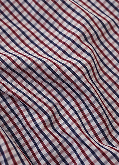 front Aiden Blue Red Contrast 100% Cotton Non-Iron Striped Dress Shirt
