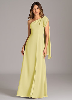 Azazie Tella Brautjungfernkleider A-Linie One-Shoulder Chiffon Kleid Zitronensorbet image2