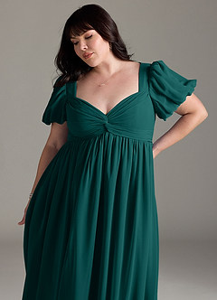 Azazie Madisynn Maternity Bridesmaid Dresses Bow Chiffon Floor-Length Dress image9