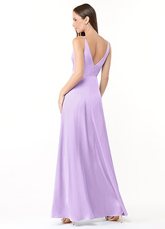 Azazie Dalilah Bridesmaid Dresses Lilac A-Line V-Neck Pleated Stretch Satin Dress image2