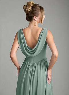 Azazie Novi Bridesmaid Dresses Silver Sage A-Line Pleated Chiffon Dress image2
