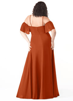 Azazie Sue Bridesmaid Dresses Burnt Orange A-Line Off the Shoulder Chiffon Convertible Dress image7