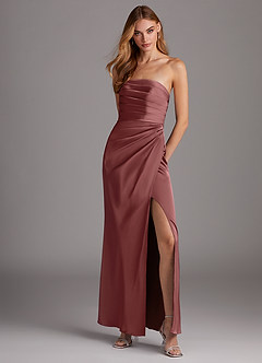 Azazie Lexie Bridesmaid Dresses Amethyst Sheath Strapless Stretch Satin Convertible Dress image1