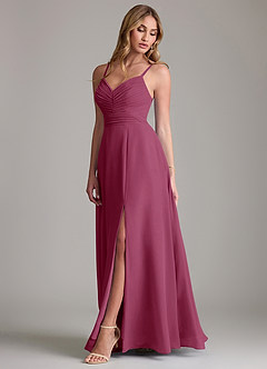 Azazie Terese Bridesmaid Dresses Mulberry A-Line Pleated Chiffon Dress image4