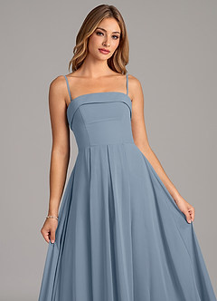 Azazie Lucienne Vestidos de damas de honor Vestido de Azul Polvoriento de Gasa de Corte en A Convertible con Sin tirantes image7