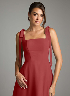 Azazie Debra Bridesmaid Dresses Rust A-Line with Pockets Chiffon Convertible Dress image2