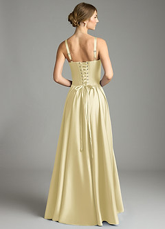 Azazie Evadina Suknie dla druhen Linia A Gorset Satyna elastyczna Do ziemi Sukienka image2