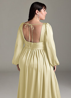 Azazie Norah Robes de demoiselle d'honneur Robe Trapèze en Satin extensible Sorbet Citron image13