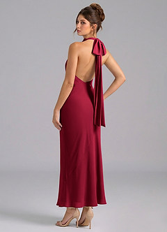 Azazie Velli Bridesmaid Dresses Burgundy Mermaid High Neck Chiffon Dress image6