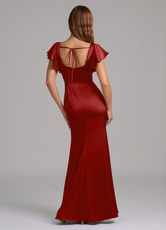 Azazie Elkie Abiti da Damigella Abito Sirena in Raso Elasticizzato Scollo Quadrato Melograno image2