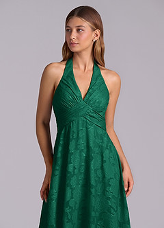 Azazie Tessie Brautjungfernkleider A-Linie Plissee Blumen-Burnout Kleid Smaragd image7