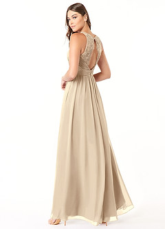 Azazie Luz Bridesmaid Dresses Champagne A-Line Lace Chiffon Dress image4