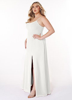 Azazie Moira Brautjungfernkleider A-Linie Schaufel Chiffon Kleid Weiß image10