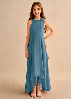 Azazie Boop Girls Formal Flower Girl Dresses Bermuda A-Line Bow Chiffon Dress image3