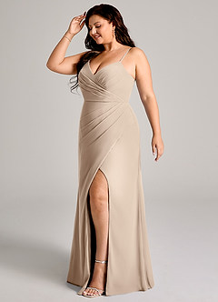 Azazie Maci Vestidos de damas de honor Vestido de Gris Pardo de Gasa de Corte Recto con Plisado image10