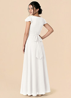 Azazie Payton White A-Line Bow Chiffon Dress image2