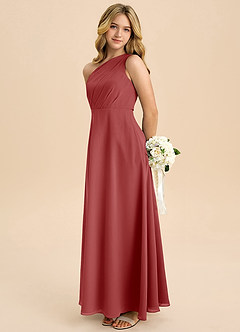 Azazie Phaedra Junior A-Linie Plissee Chiffon Kleid Rost image1