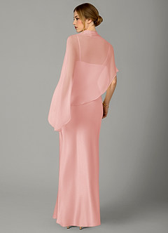 Azazie Jaleesa Bridesmaid Dresses Powder Pink A-Line High Neck Stretch Satin Dress image6