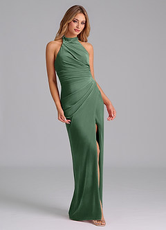 Azazie Jemma Robes de demoiselle d'honneur Robe Fourreau en velours Plissée Eucalyptus image4