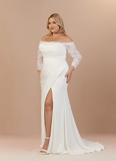 Azazie Onyx Wedding Dresses Diamond White Mermaid Sequins Crepe Back Satin Dress image9