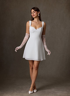 Azazie Scarlette Wedding Dresses Diamond White A-Line Sweetheart lace Chiffon Dress image3