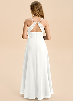 Azazie Gia Junior A-Linie Plissee Chiffon Kleid Weiß image2