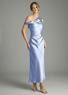 Azazie Emerson Vestidos de damas de honor Vestido de Hielo de Satén Elástico de Corte Sirena con Vestidos sin tirantes image3