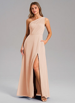 Azazie Phaedra Bridesmaid Dresses English Rose A-Line One Shoulder Chiffon Dress image3