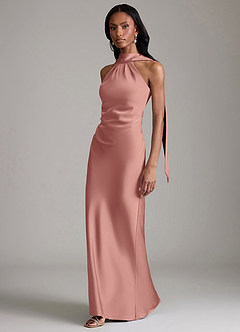 Azazie Cassiana Essayer des robes à la maison Robe Sirène en Satin extensible Plissée Bleu Ciel image5