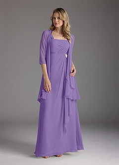 Azazie Weisz Mother of the Bride Dresses Tahiti A-Line Square Neckline Pleated Chiffon Dress image9