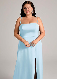 Azazie Wren Bridesmaid Dresses Sky Blue A-Line Strapless Stretch Satin Convertible Dress image6