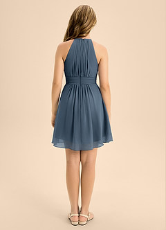 Azazie Bonnie Junior Neptune A-Line Pleated Chiffon Dress image2
