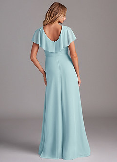 Azazie Lainey Bridesmaid Dresses Sea Glass A-Line with Pockets Chiffon Dress image7