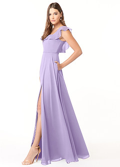 Azazie Jinny Bridesmaid Dresses Lilac A-Line Square Neckline Ruched Chiffon Dress image5