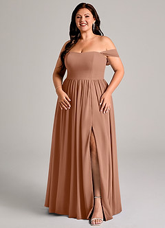 Azazie Calianna Bridesmaid Dresses Bronzer A-Line Off the Shoulder Chiffon Convertible Dress image14