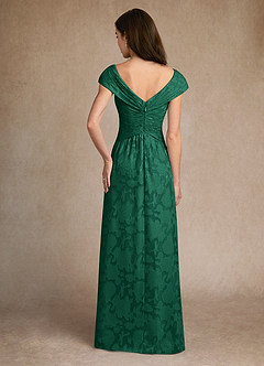 Azazie Myrtle Mère de la mariée Robes Robe Trapèze en Blumen-Burnout Plissée émeraude image3