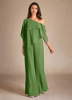 Azazie Halima Abiti per la Madre della Sposa Abito Tuta Pantaloni in Chiffon Spacco Laterale Basilico image4