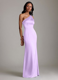 Azazie Voni Abiti da Damigella Abito Sirena in Raso Elasticizzato Monospalla Lilla image1