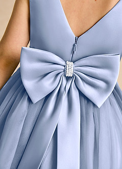 Azazie Tadpole Flower Girl Dresses Ice A-Line Pleated Matte Satin Dress image6