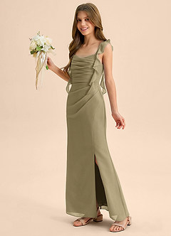 Azazie Jessamine Junior Moss Green Mermaid Sweetheart Neckline Chiffon Dress image6