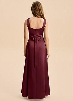 Azazie Kiki Junior Cabernet A-Line Bow Stretch Satin Dress image5