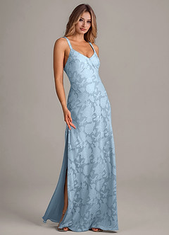Azazie Aliza Bridesmaid Dresses Sky Blue A-Line Floral Burnout Dress image3